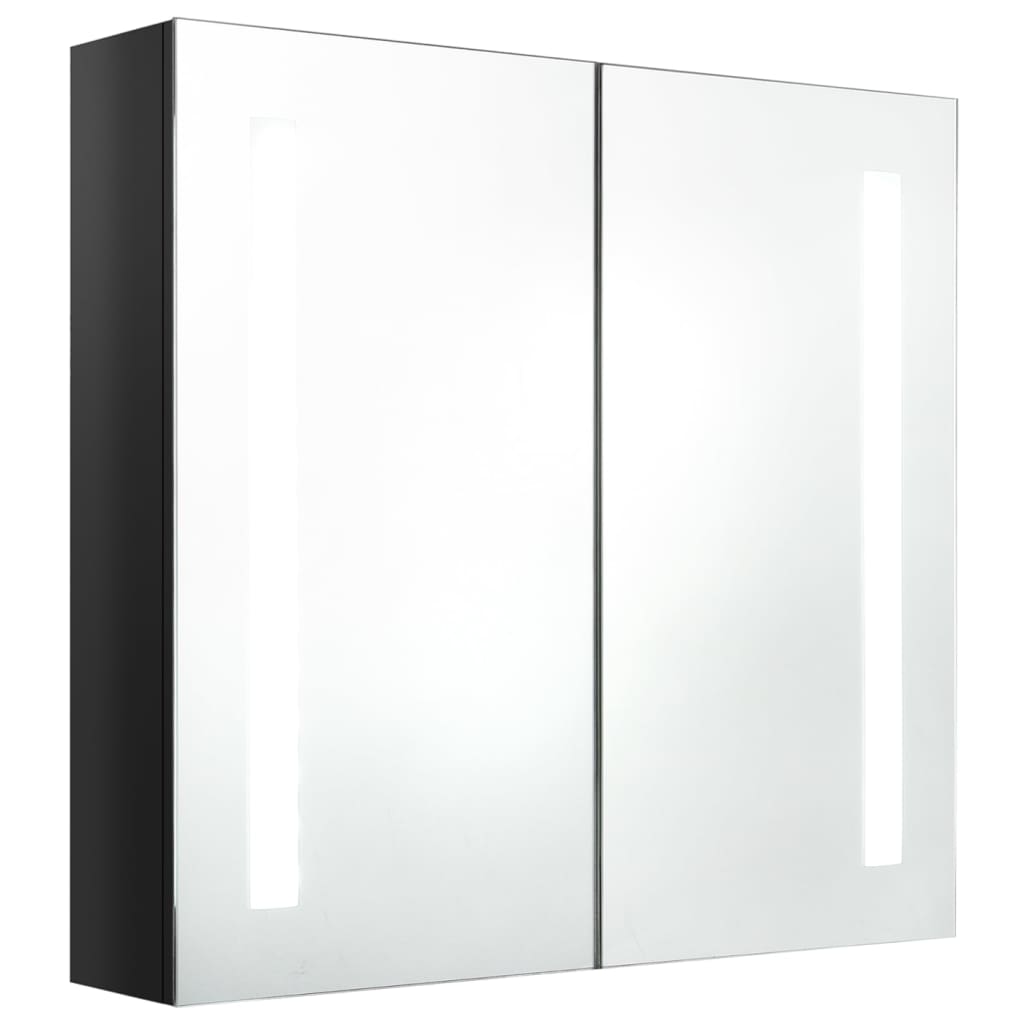 LED Bathroom Mirror Cabinet Shining Black 62x14x60 cm