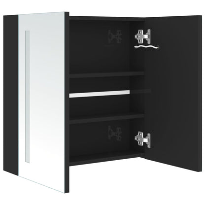 LED Bathroom Mirror Cabinet Shining Black 62x14x60 cm