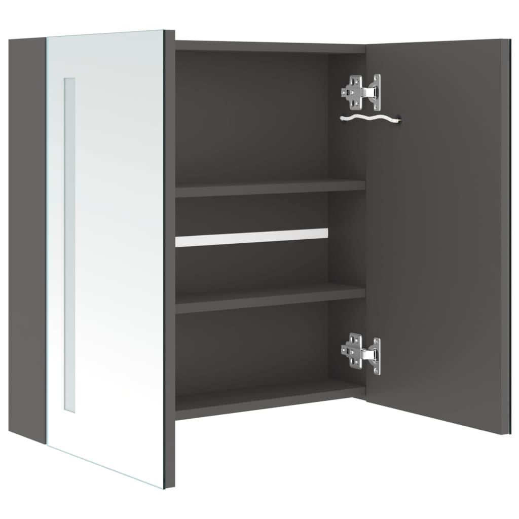 LED Bathroom Mirror Cabinet Grey 62x14x60 cm