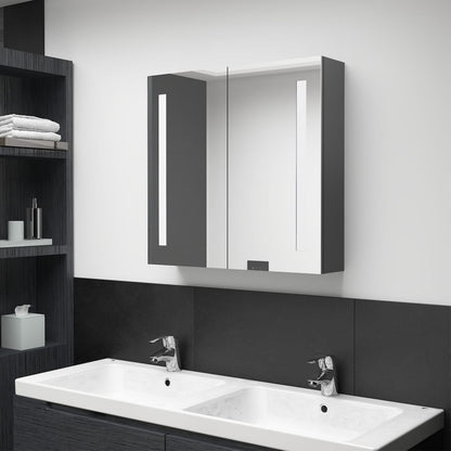 LED Bathroom Mirror Cabinet Grey 62x14x60 cm