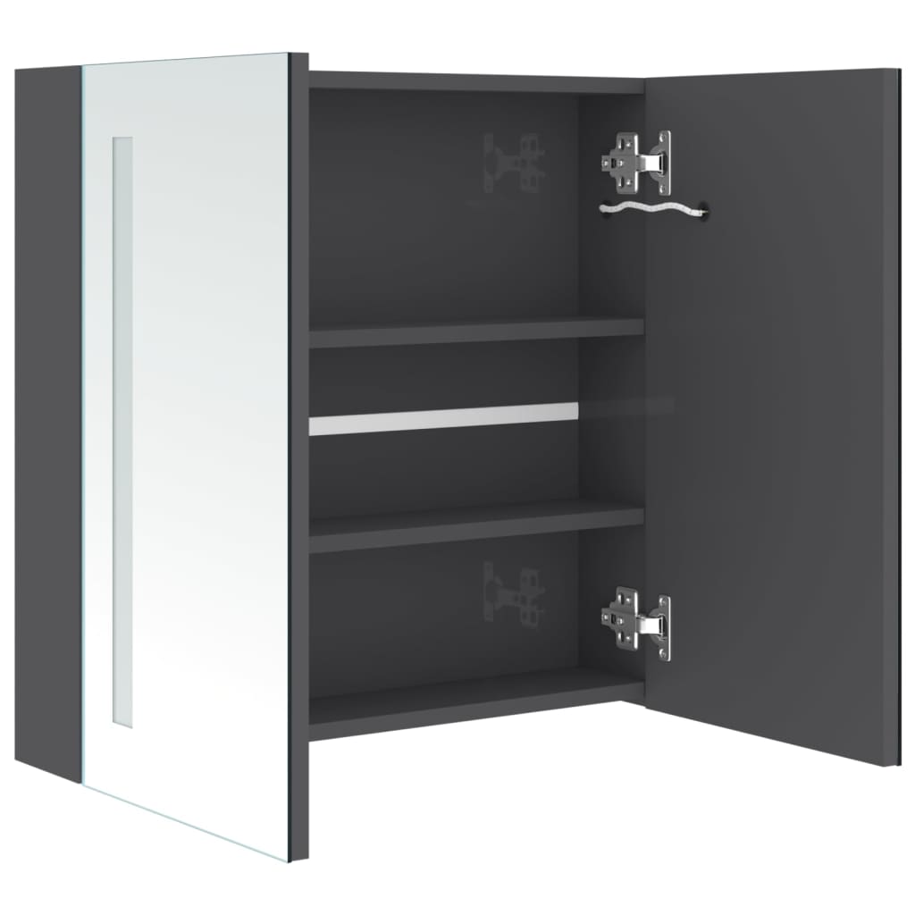 LED Bathroom Mirror Cabinet Shining Grey 62x14x60 cm