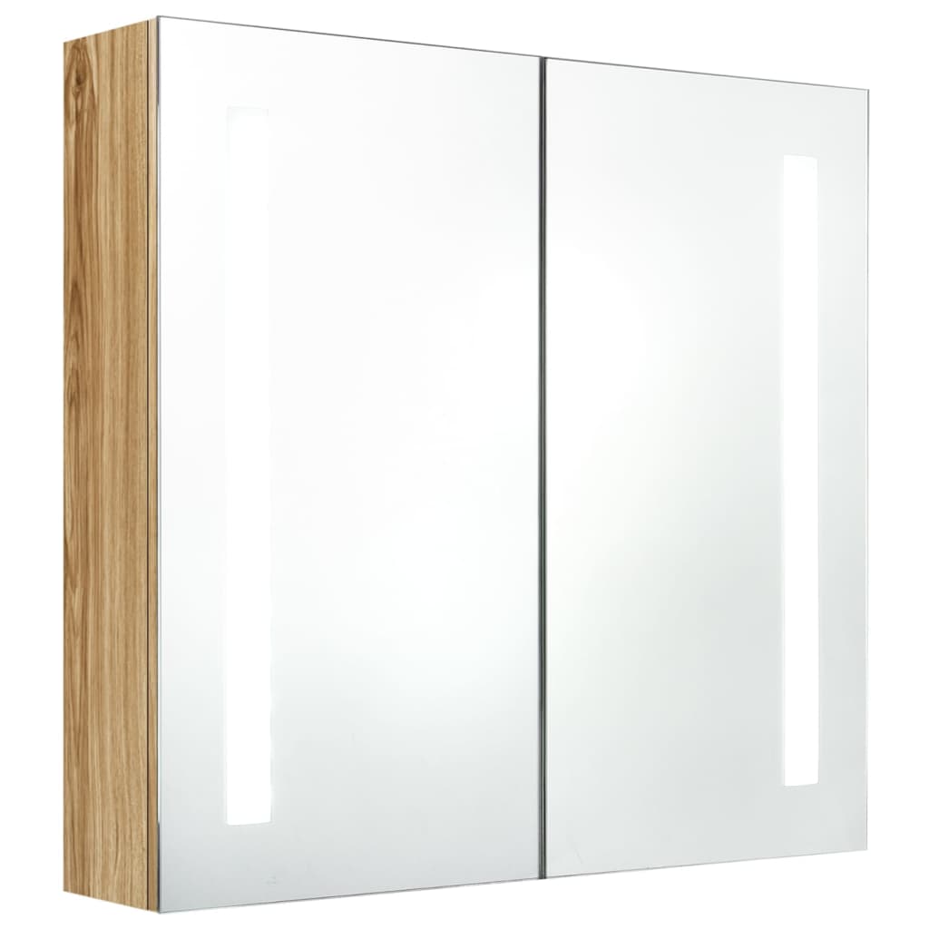 LED Bathroom Mirror Cabinet Oak 62x14x60 cm