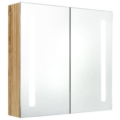 LED Bathroom Mirror Cabinet Oak 62x14x60 cm