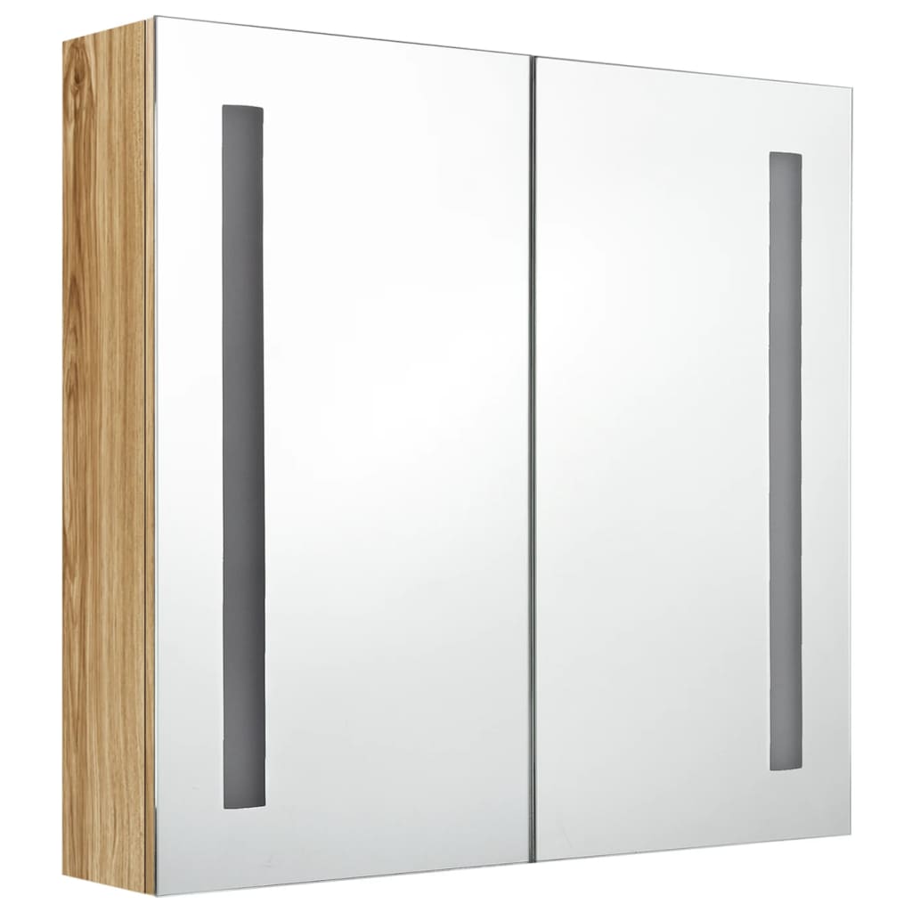 LED Bathroom Mirror Cabinet Oak 62x14x60 cm