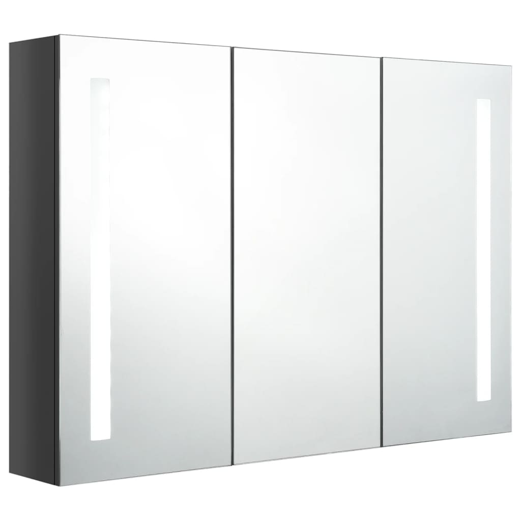 LED Bathroom Mirror Cabinet 89x14x62 cm Shining Grey