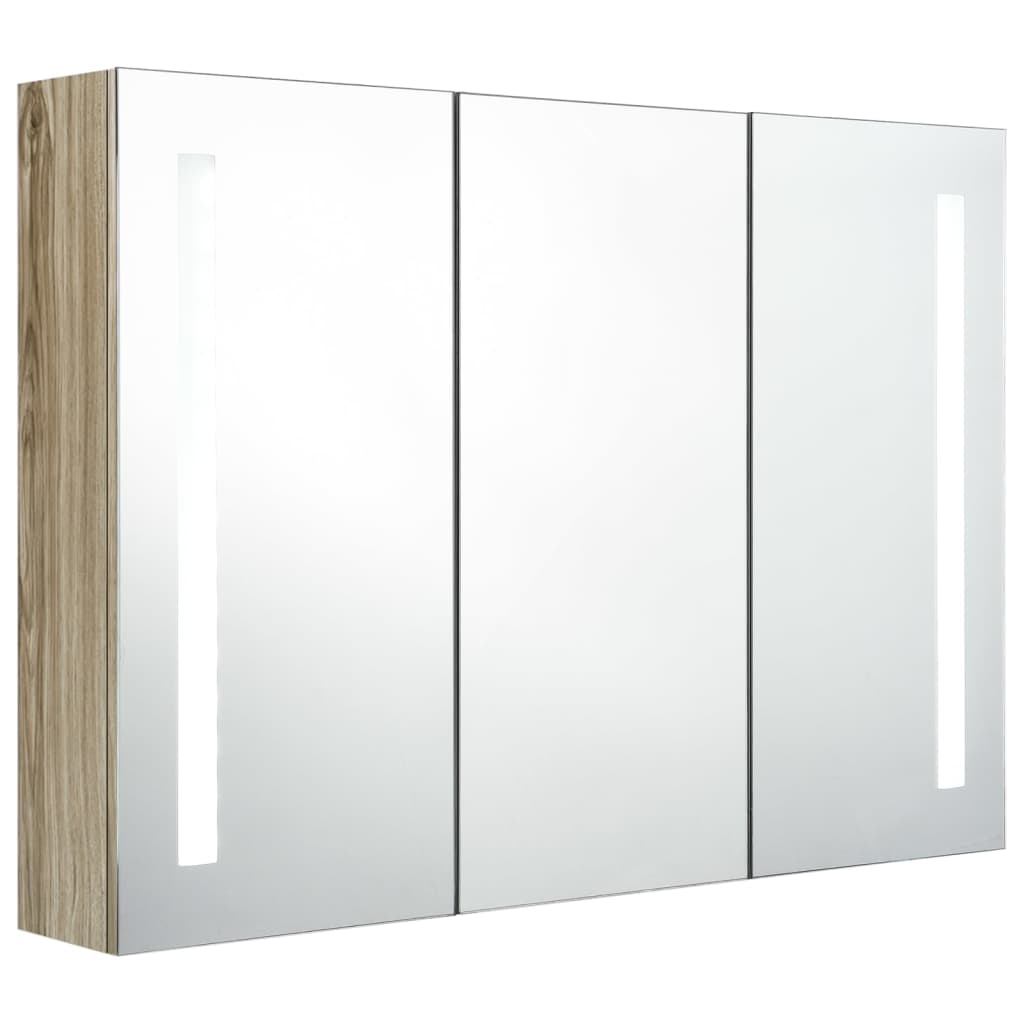 LED Bathroom Mirror Cabinet 89x14x62 cm Oak