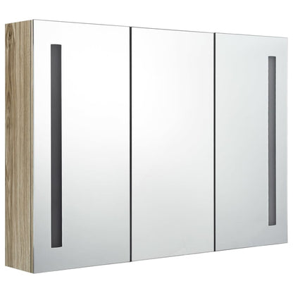 LED Bathroom Mirror Cabinet 89x14x62 cm Oak