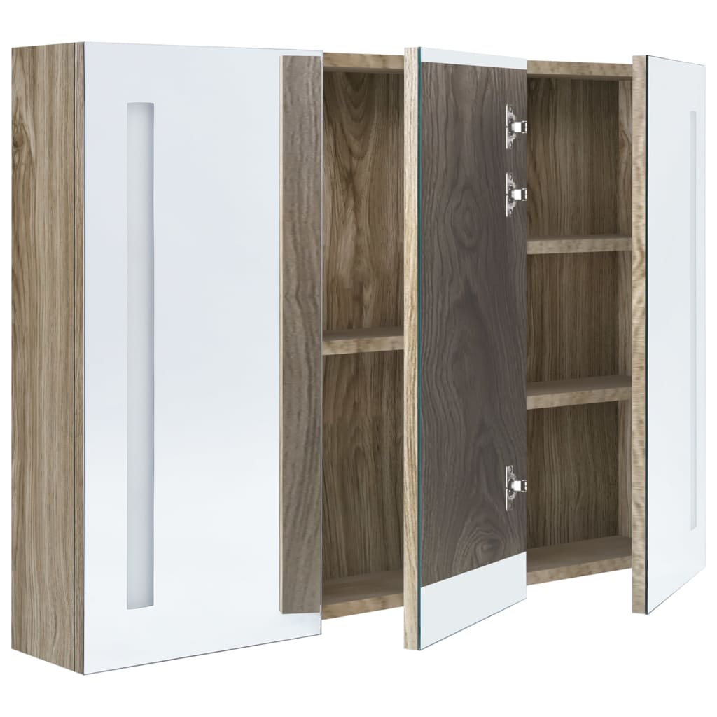 LED Bathroom Mirror Cabinet 89x14x62 cm Oak