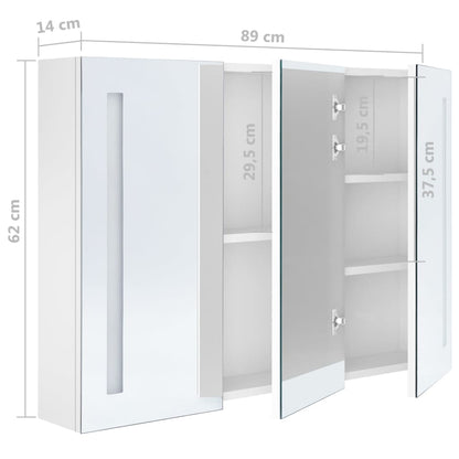 LED Bathroom Mirror Cabinet 89x14x62 cm Shining White