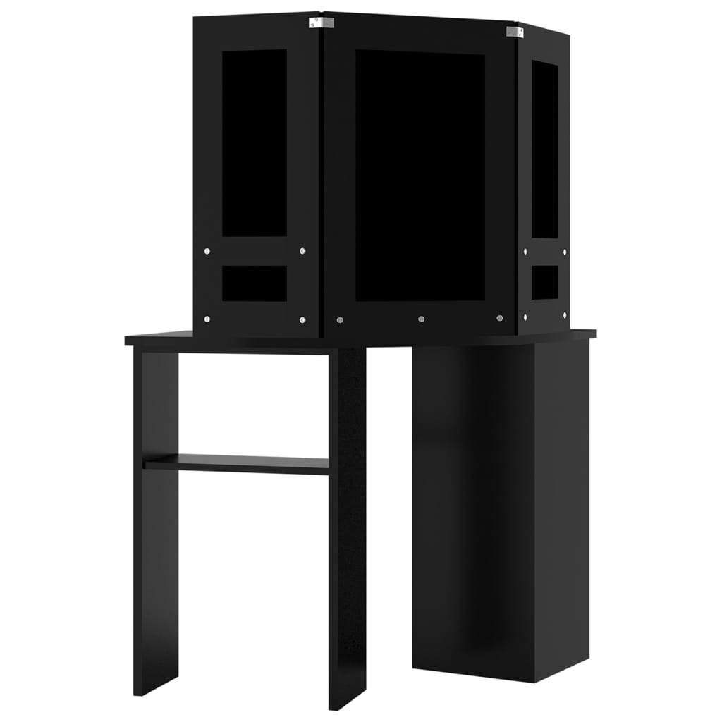 Corner Dressing Table with LED Black 111x54x141.5 cm