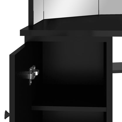 Corner Dressing Table with LED Black 111x54x141.5 cm