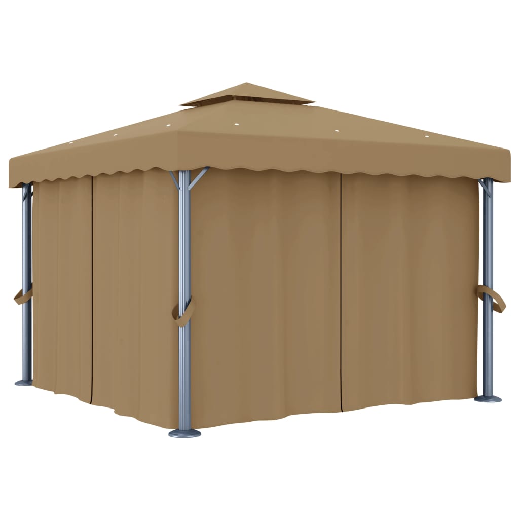 Gazebo with Curtain 3x3 m Taupe Aluminium