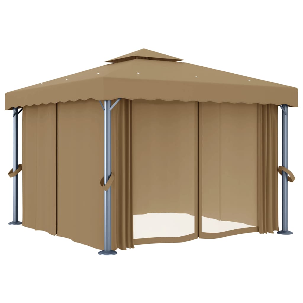 Gazebo with Curtain 3x3 m Taupe Aluminium