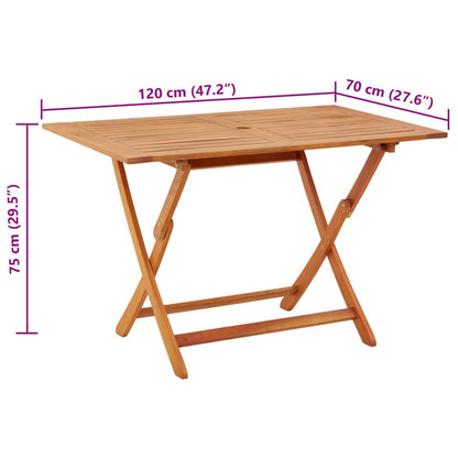 Folding Garden Table 120x70x75 cm Solid Eucalyptus Wood