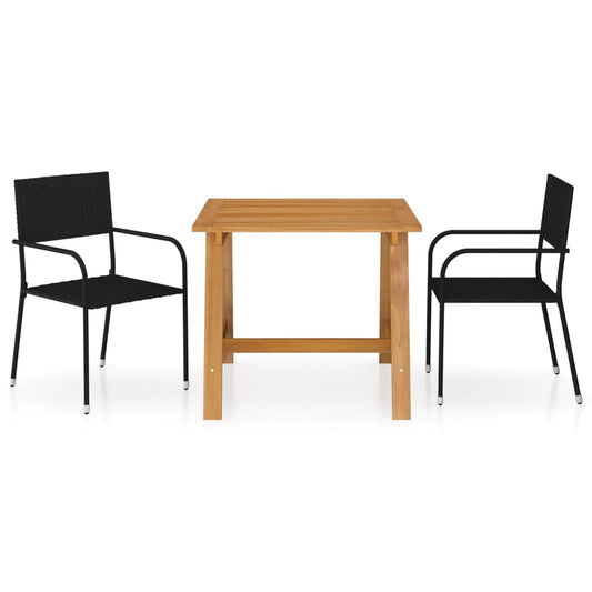 3 Piece Garden Dining Set Black