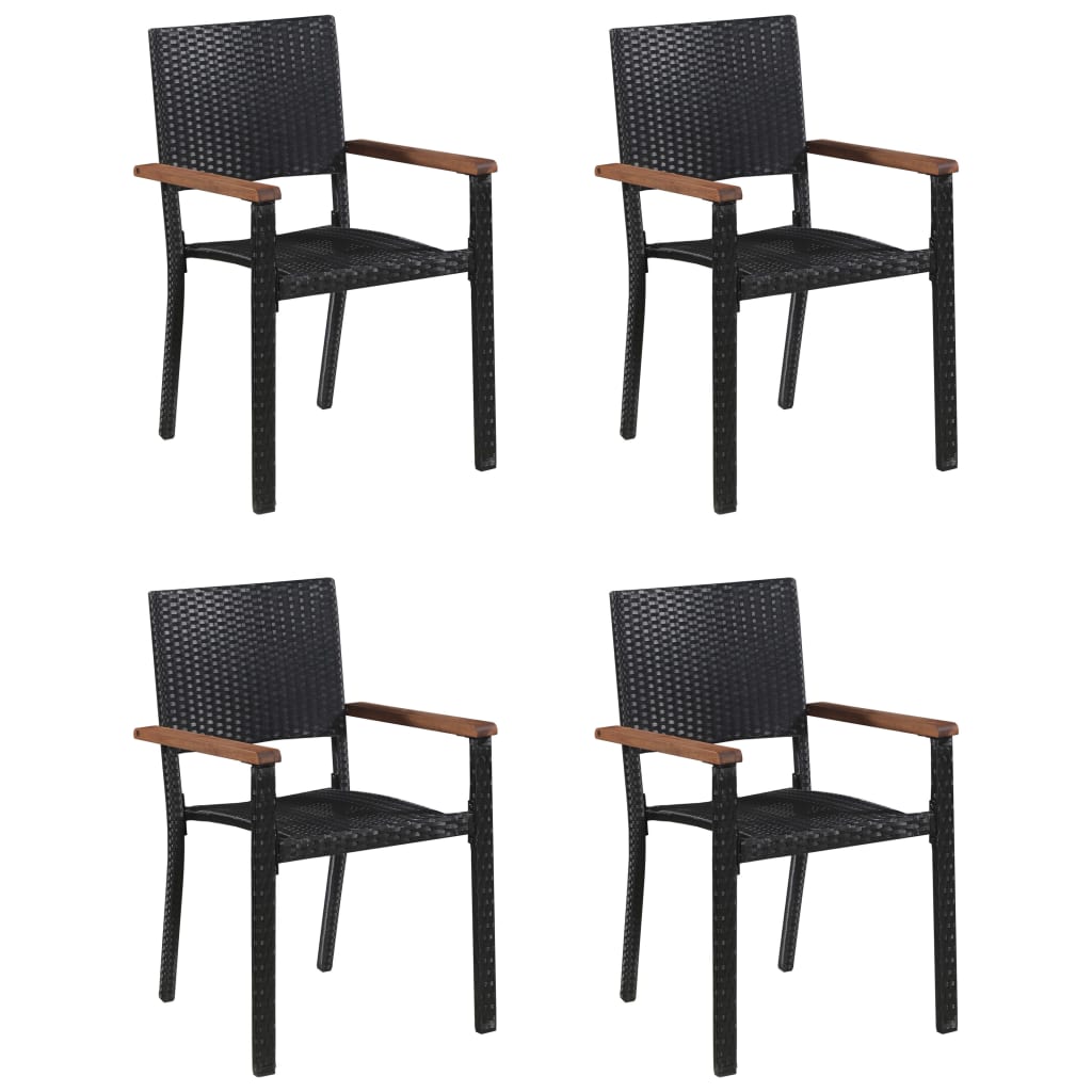 5 Piece Garden Dining Set Black