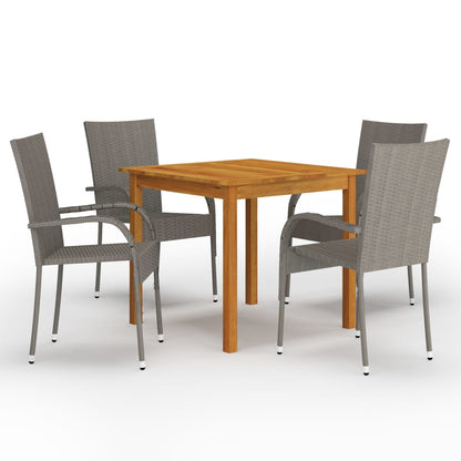 5 Piece Garden Dining Set Grey