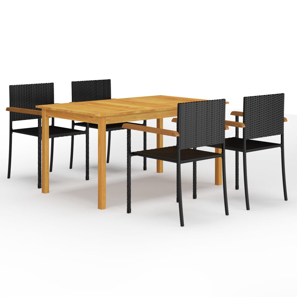 5 Piece Garden Dining Set Black