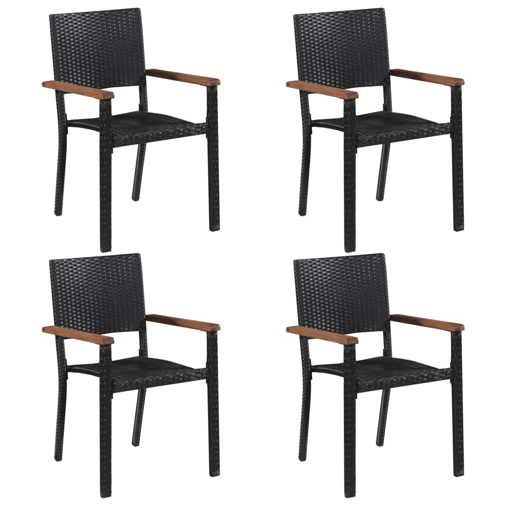 5 Piece Garden Dining Set Black