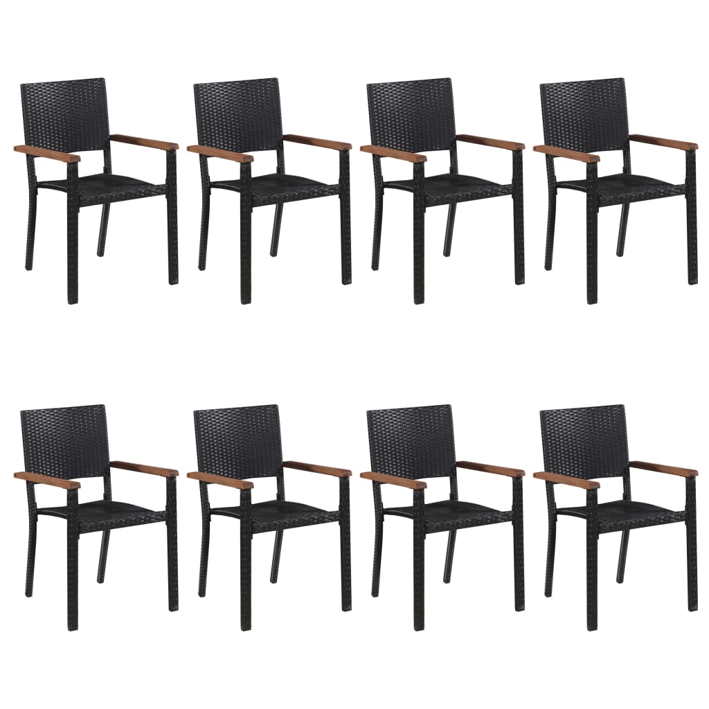 9 Piece Garden Dining Set Black