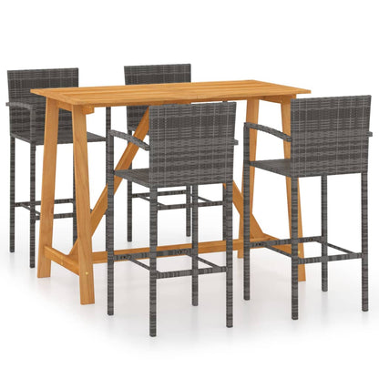 5 Piece Garden Bar Set Grey