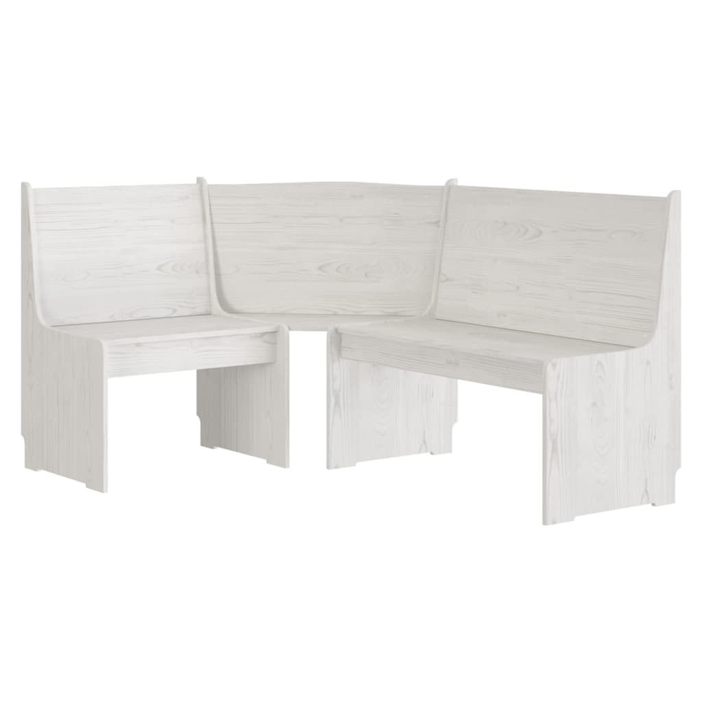 Corner Bench REINE 151 cm White Solid Wood Pine