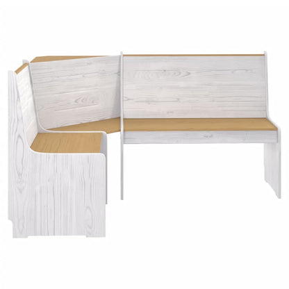 Corner Bench REINE 151 cm Honey Brown&White Solid Wood Pine