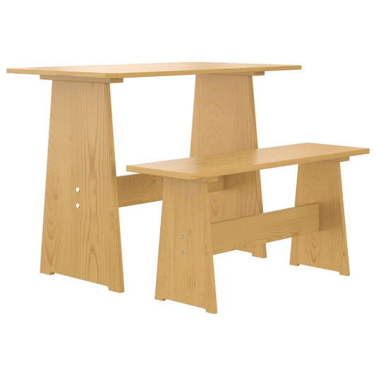 Dining Table with Bench REINE Honey Brown Solid Wood Pine