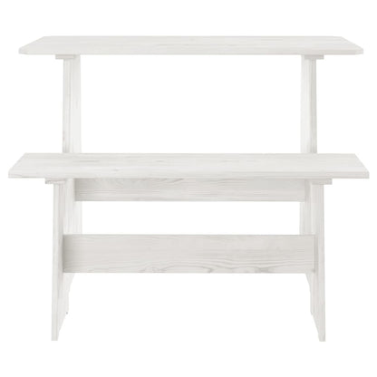 Dining Table with Bench REINE White Solid Wood Pine