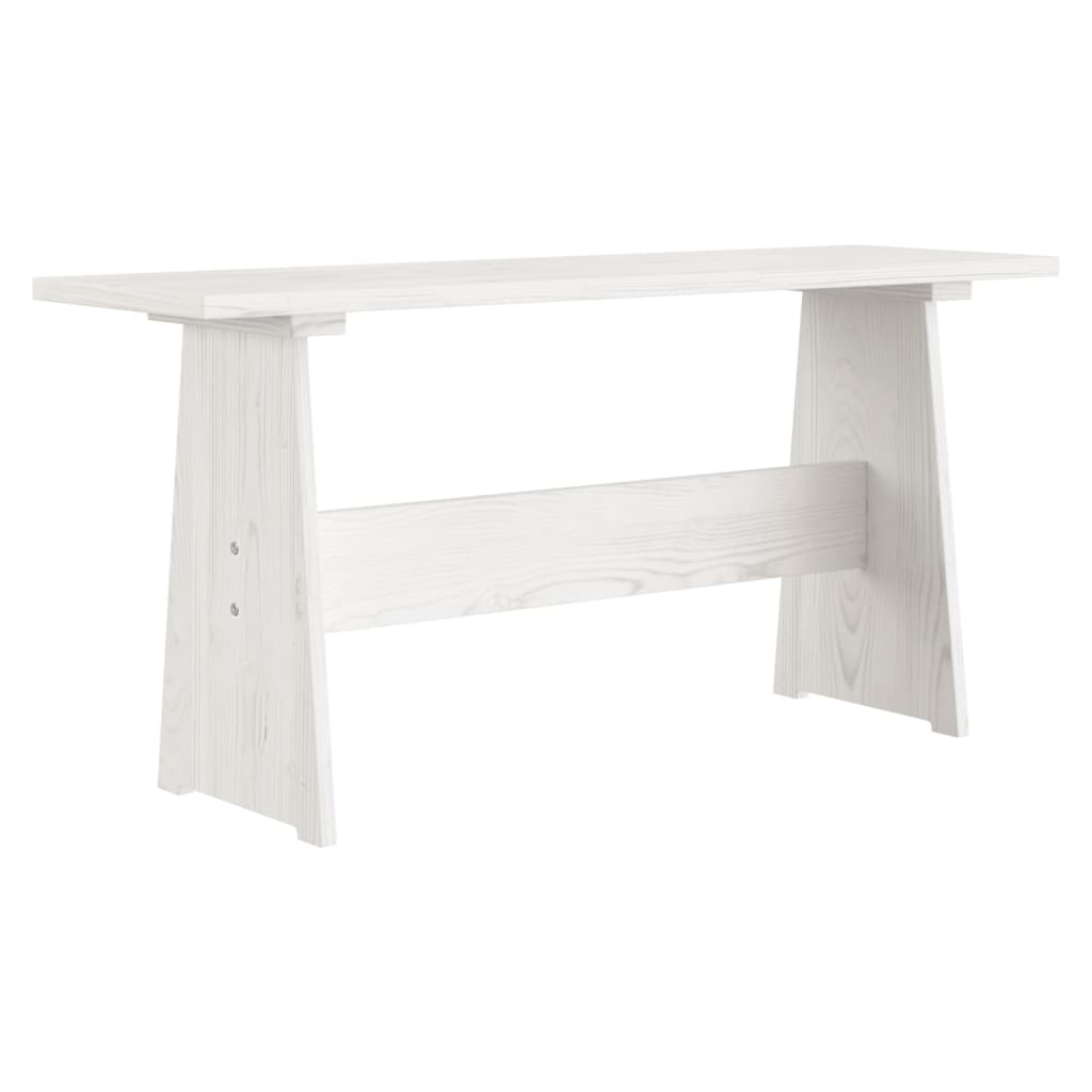 Dining Table with Bench REINE White Solid Wood Pine