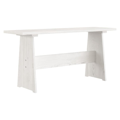 Dining Table with Bench REINE White Solid Wood Pine