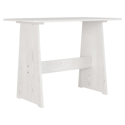 Dining Table with Bench REINE White Solid Wood Pine