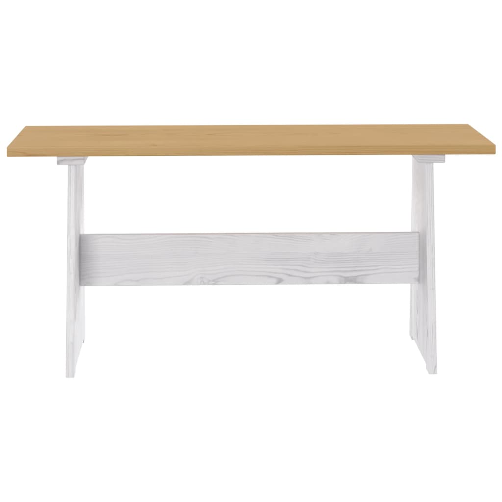 Dining Table with Bench REINE Honey Brown&White Solid Wood Pine