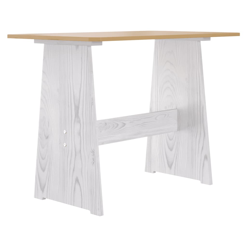 Dining Table with Bench REINE Honey Brown&White Solid Wood Pine