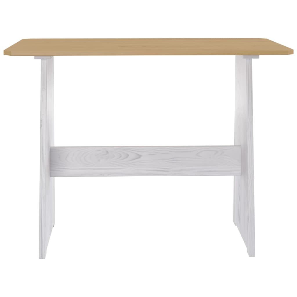 Dining Table with Bench REINE Honey Brown&White Solid Wood Pine