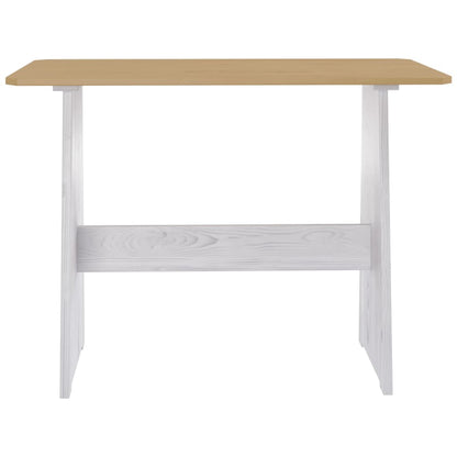 Dining Table with Bench REINE Honey Brown&White Solid Wood Pine