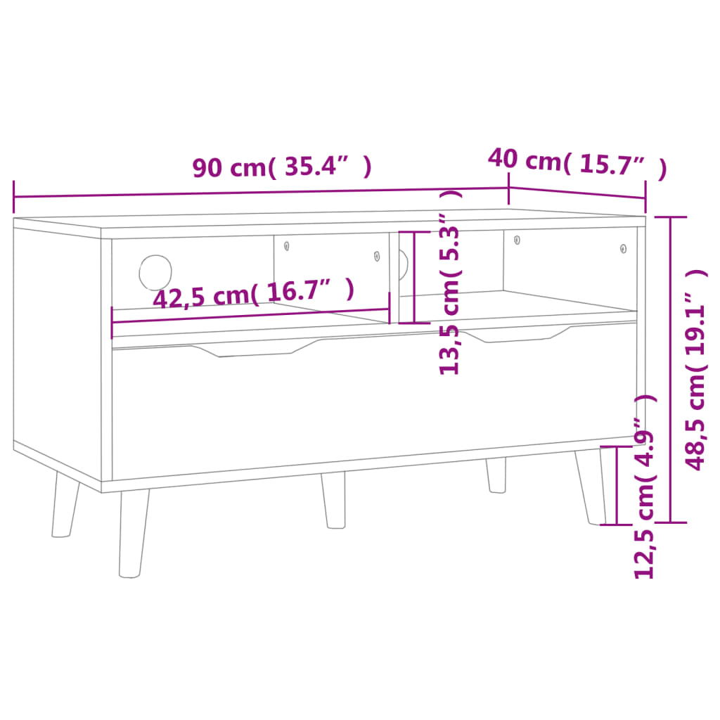 TV Cabinet Black 90x40x48.5 cm Engineered Wood