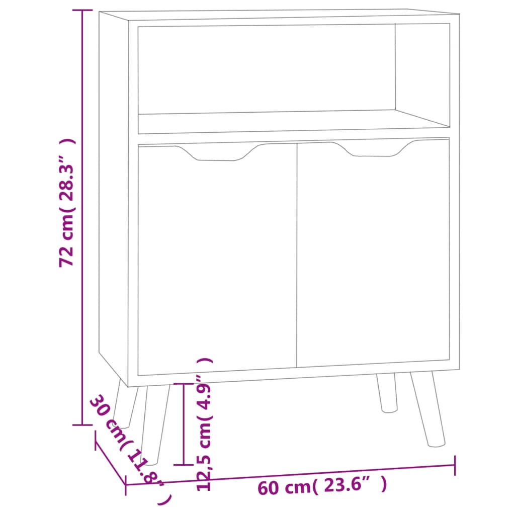 Sideboard White 60x30x72 cm Engineered Wood