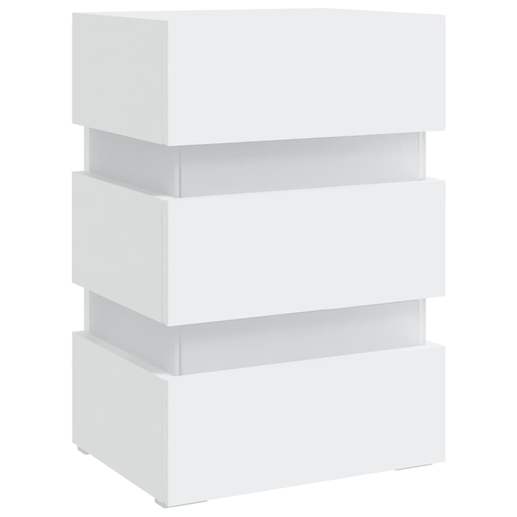 LED Bedside Cabinet White 45x35x67 cm Engineered Wood