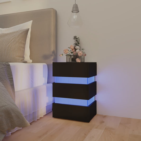 LED Bedside Cabinet Black 45x35x67 cm Engineered Wood