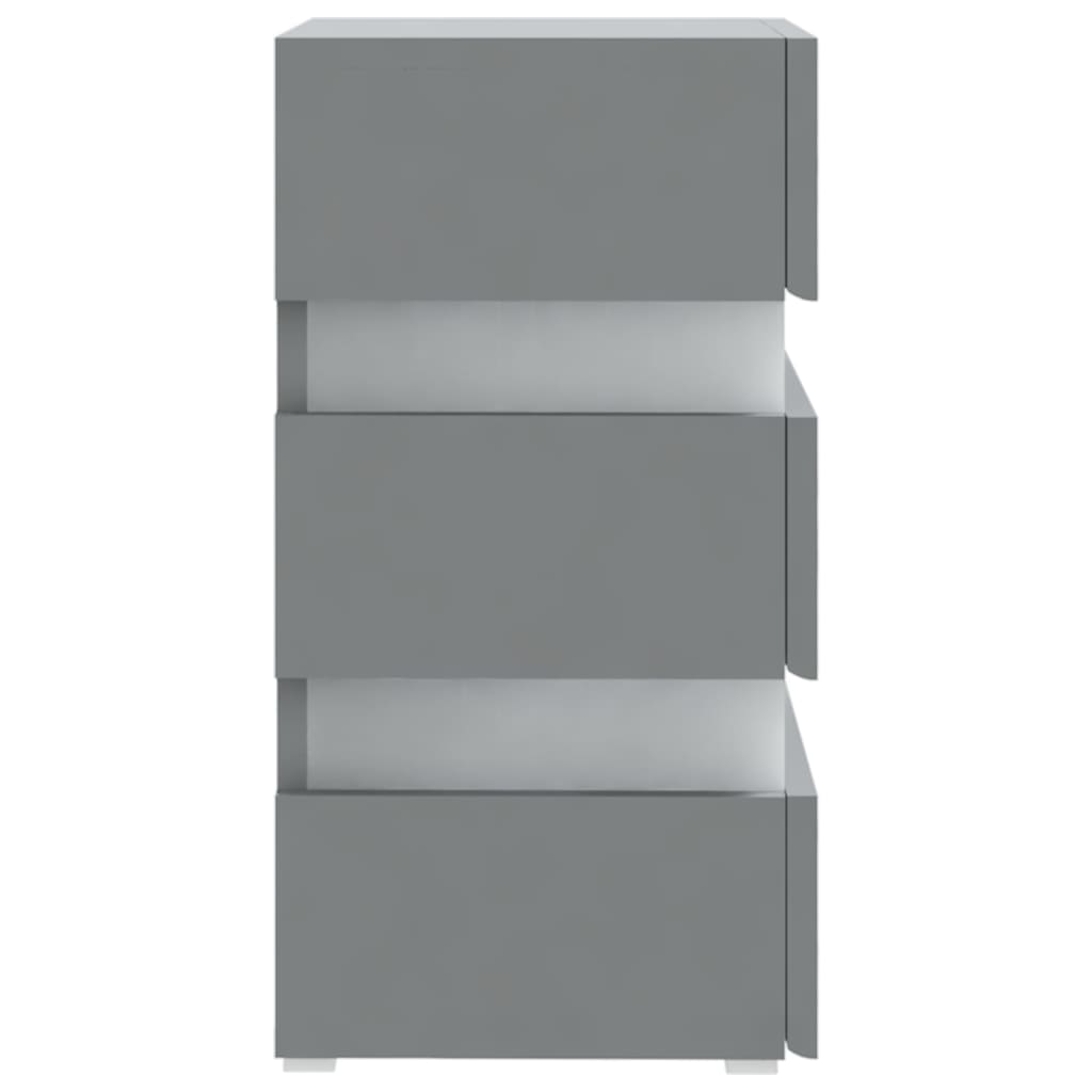 LED Bedside Cabinet Grey 45x35x67 cm Engineered Wood