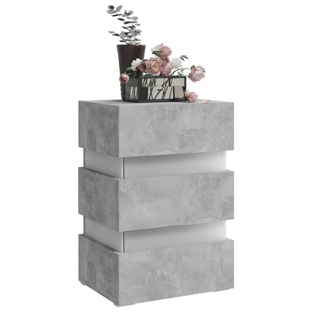 LED Bedside Cabinet Concrete Grey 45x35x67 cm Engineered Wood