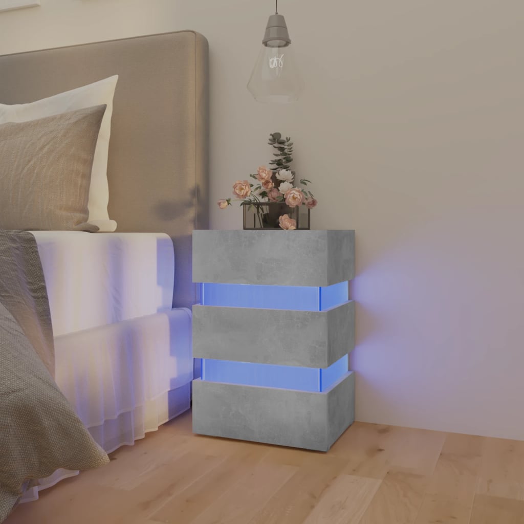 LED Bedside Cabinet Concrete Grey 45x35x67 cm Engineered Wood