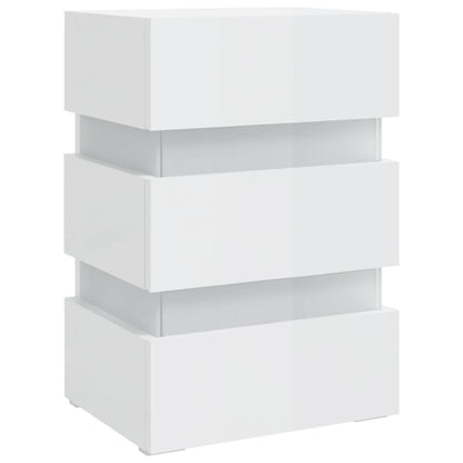 LED Bedside Cabinet High Gloss White 45x35x67 cm Engineered Wood