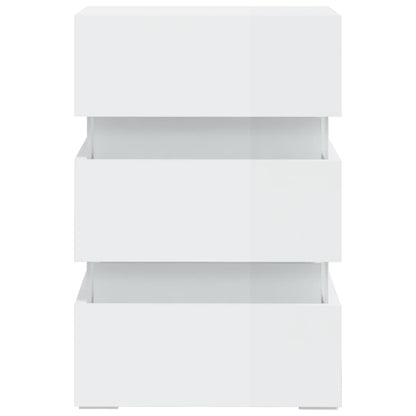 LED Bedside Cabinet High Gloss White 45x35x67 cm Engineered Wood