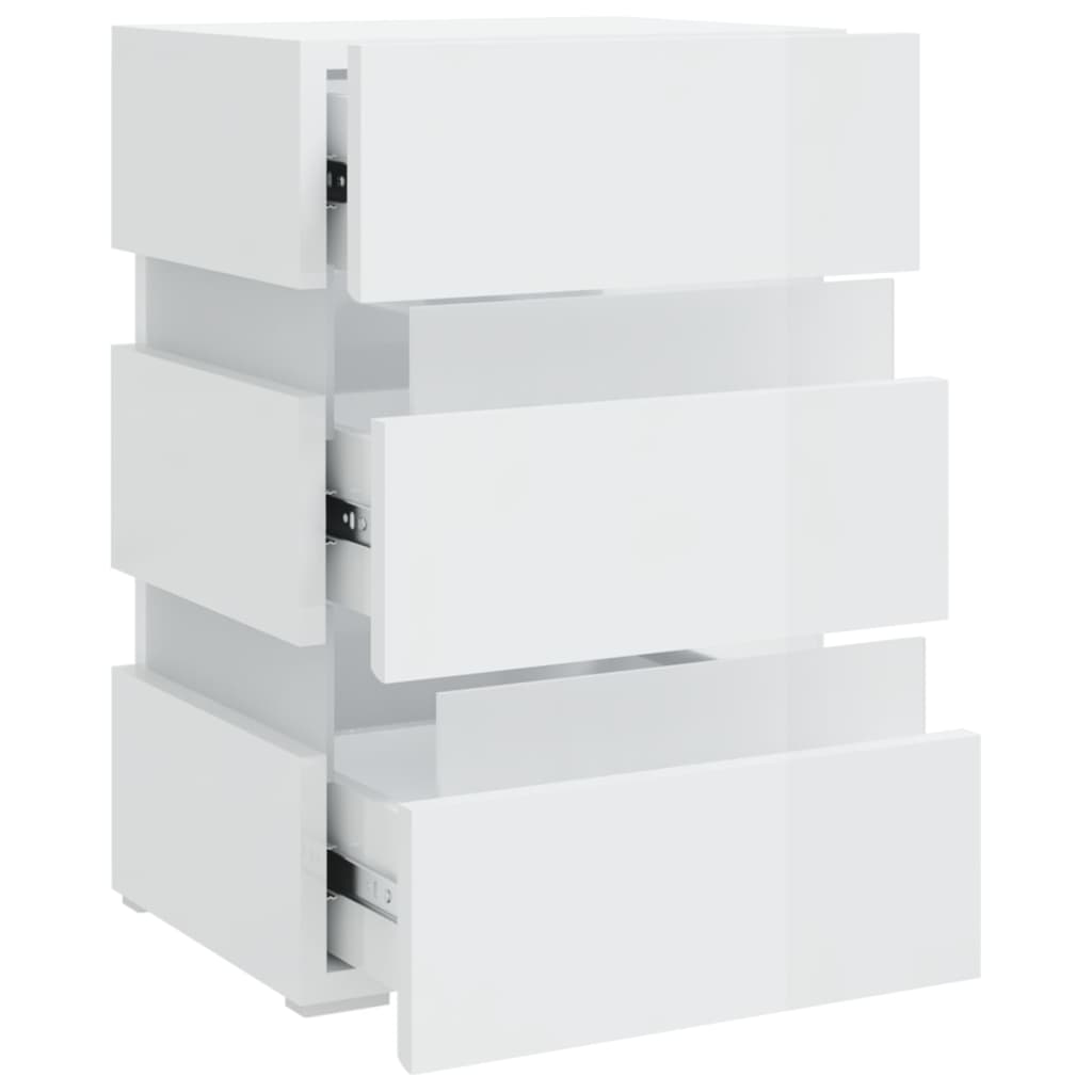 LED Bedside Cabinet High Gloss White 45x35x67 cm Engineered Wood