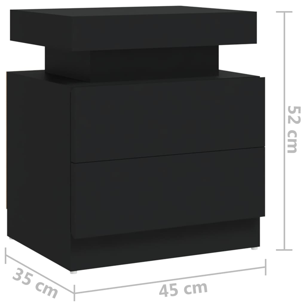 Bedside Cabinet Black 45x35x52 cm Engineered Wood