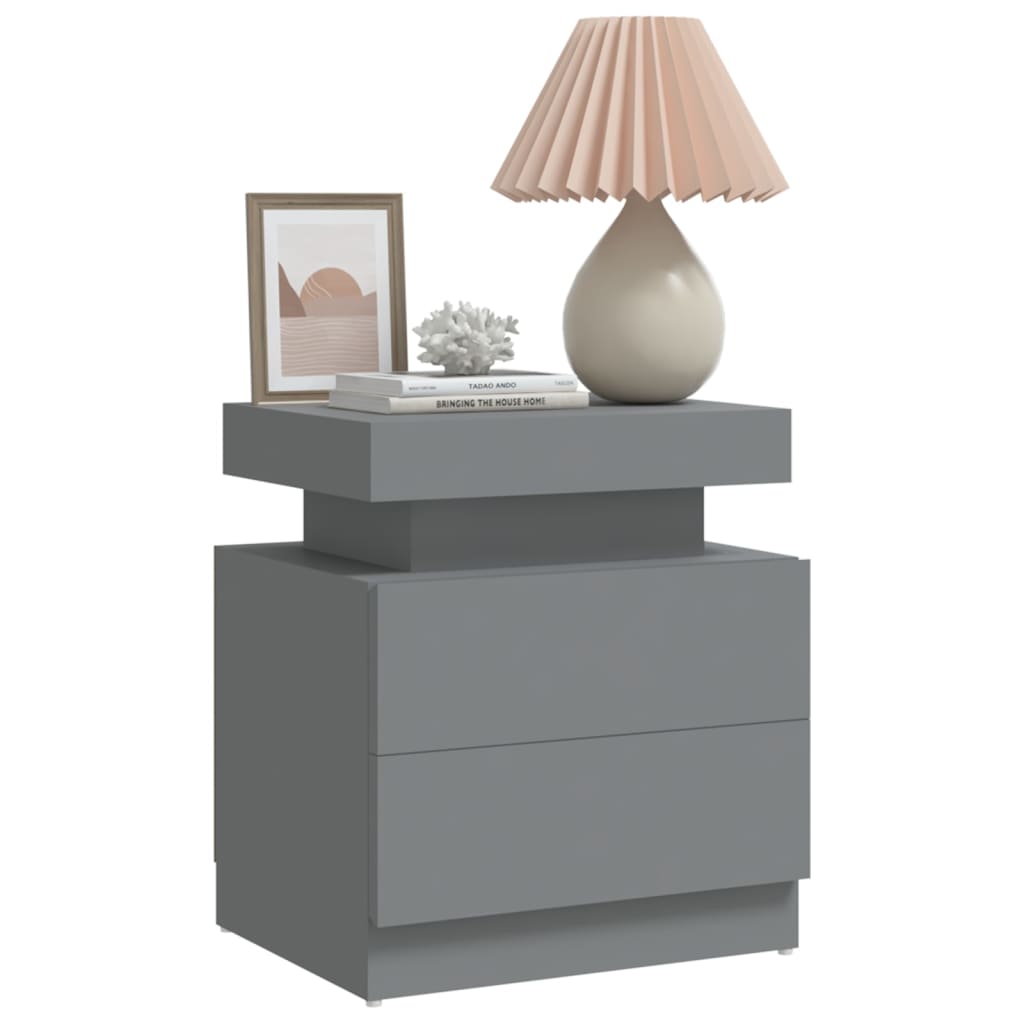 Bedside Cabinet Grey 45x35x52 cm Engineered Wood