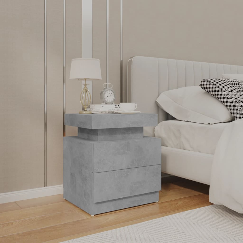 Bedside Cabinet Concrete Grey 45x35x52 cm Engineered Wood