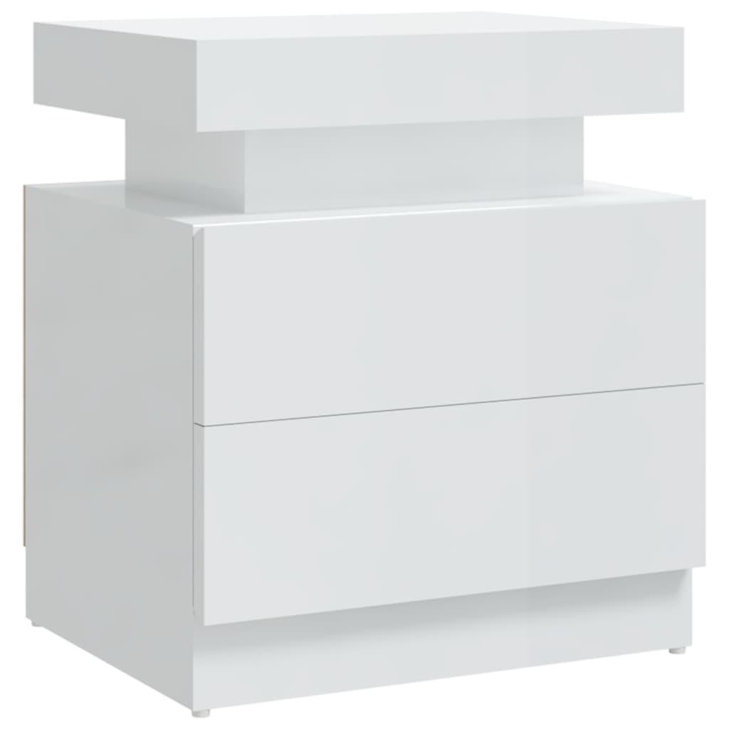 Bedside Cabinet High Gloss White 45x35x52 cm Engineered Wood